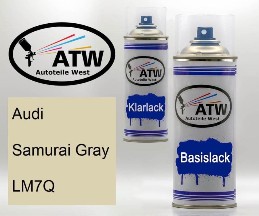 Audi, Samurai Gray, LM7Q: 400ml Sprühdose + 400ml Klarlack - Set, von ATW Autoteile West.